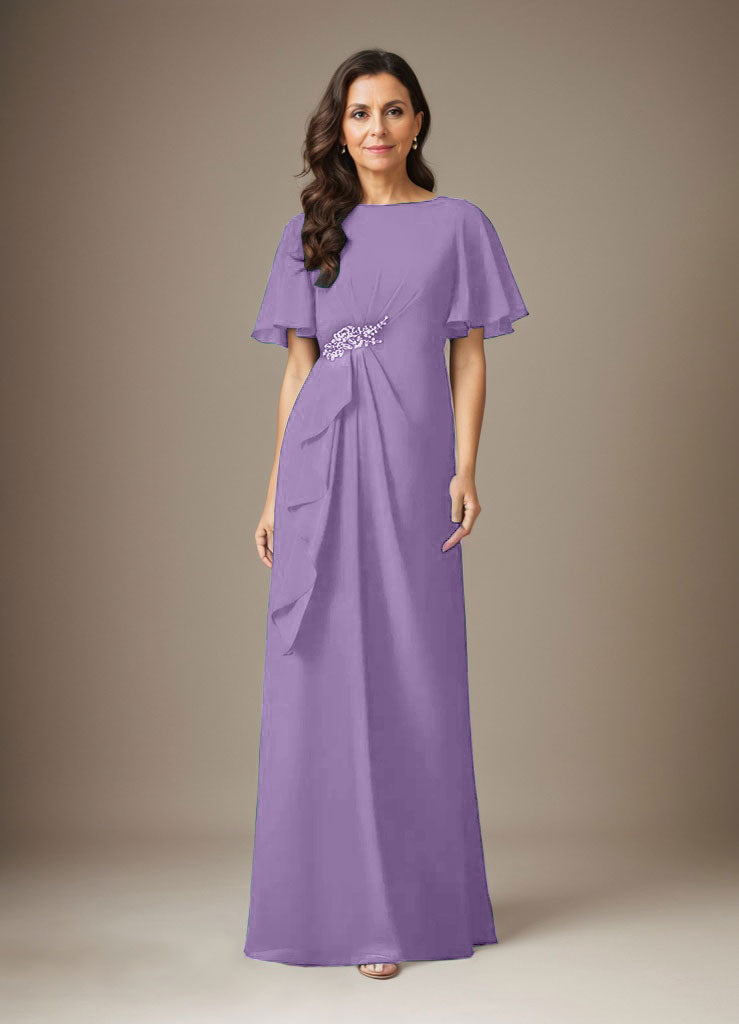 Dunkelmarineblaues Etuikleid aus Chiffon mit Perlen