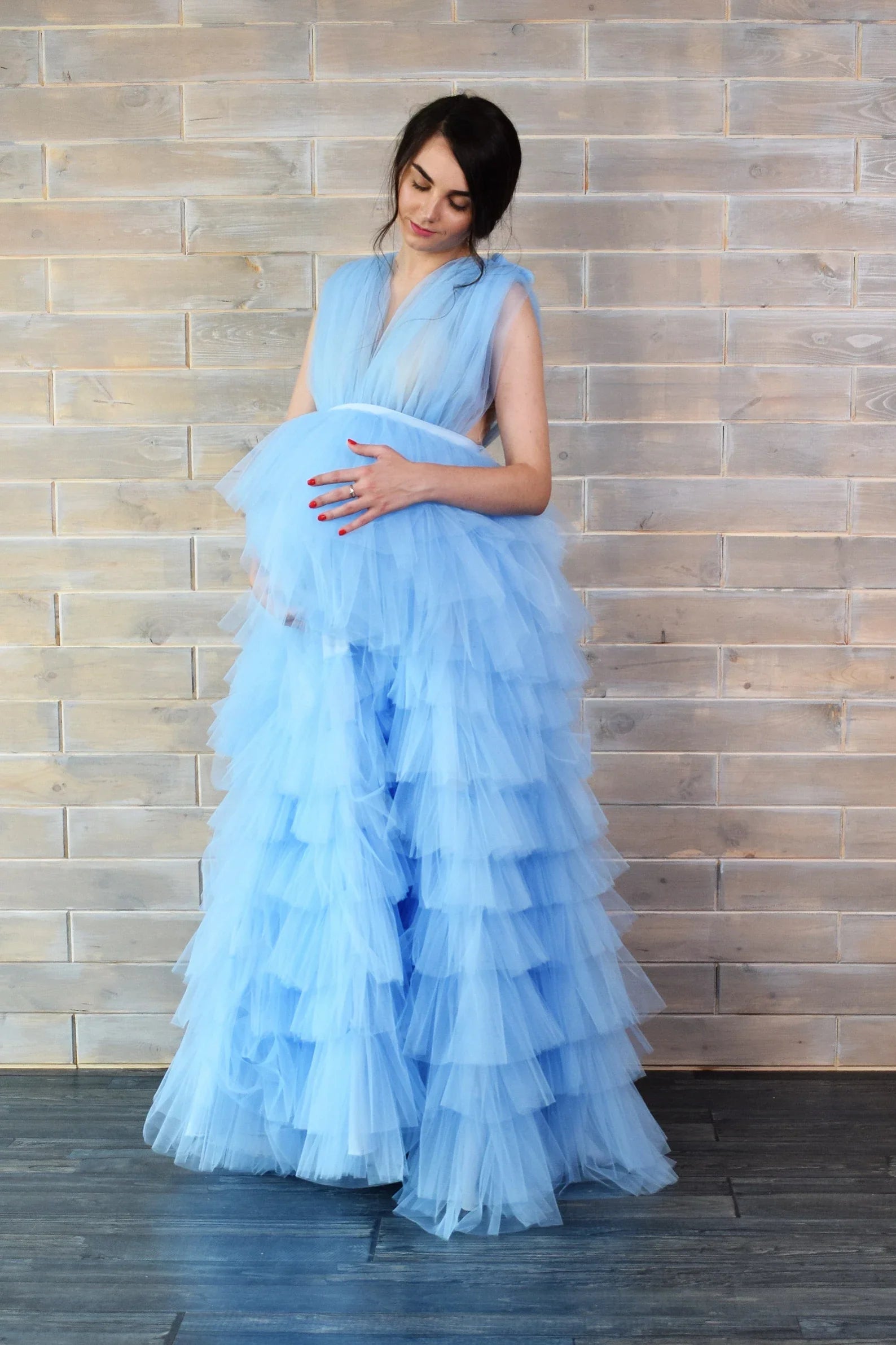 Light Blue Maternity Dress For Baby Shower SY019 – Sunnderly