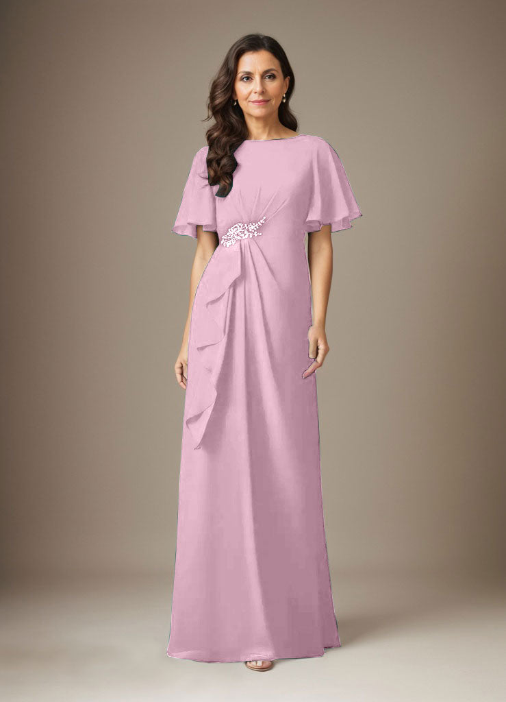 Dunkelmarineblaues Etuikleid aus Chiffon mit Perlen