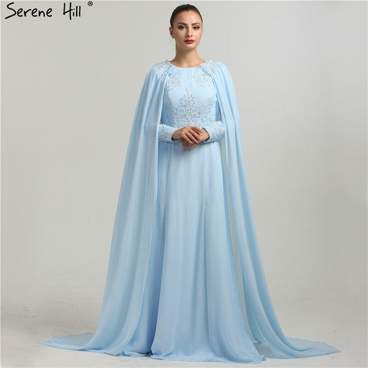 Vestidos de noche de playa de moda, de manga larga, con apliques de perlas y gorro, de gasa, en oferta, sin devoluciones ni reembolsos, 2025, HA2134
