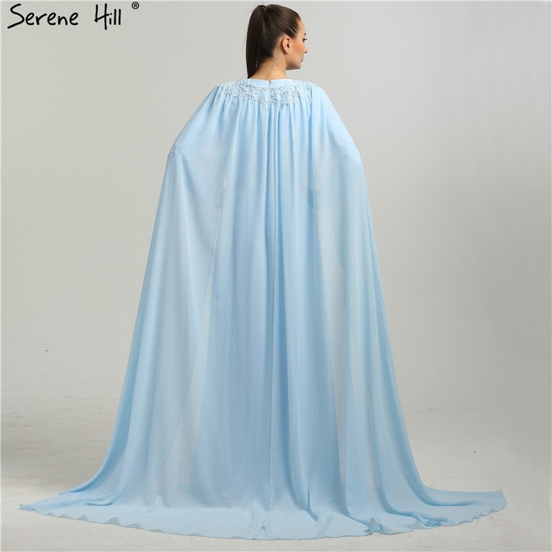 Vestidos de noche de playa de moda, de manga larga, con apliques de perlas y gorro, de gasa, en oferta, sin devoluciones ni reembolsos, 2025, HA2134