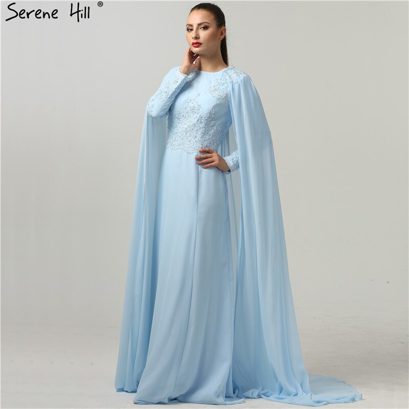 Vestidos de noche de playa de moda, de manga larga, con apliques de perlas y gorro, de gasa, en oferta, sin devoluciones ni reembolsos, 2025, HA2134