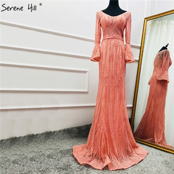 En oferta, sin devolución ni reembolso. Vestidos de noche de lujo a la moda con escote en V, sirena, perlas y cristales. Vestidos de noche sexys 2025 LA6489.