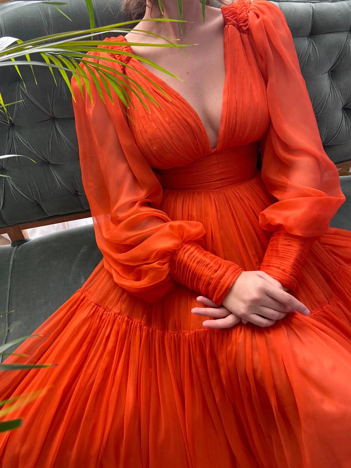 Langes Ballkleid mit Puffärmeln, formelle Kleider SYP25
