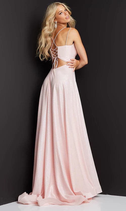 Langes schimmerndes rosa Ballkleid SYP81
