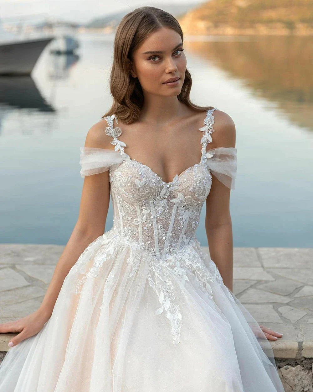 Luxurious Dubai Arabic Wedding Dresses For Women Strapless Sleeveless With Pearls Big Bow Long Train Bridal Gown Robe De Mariée-payinti