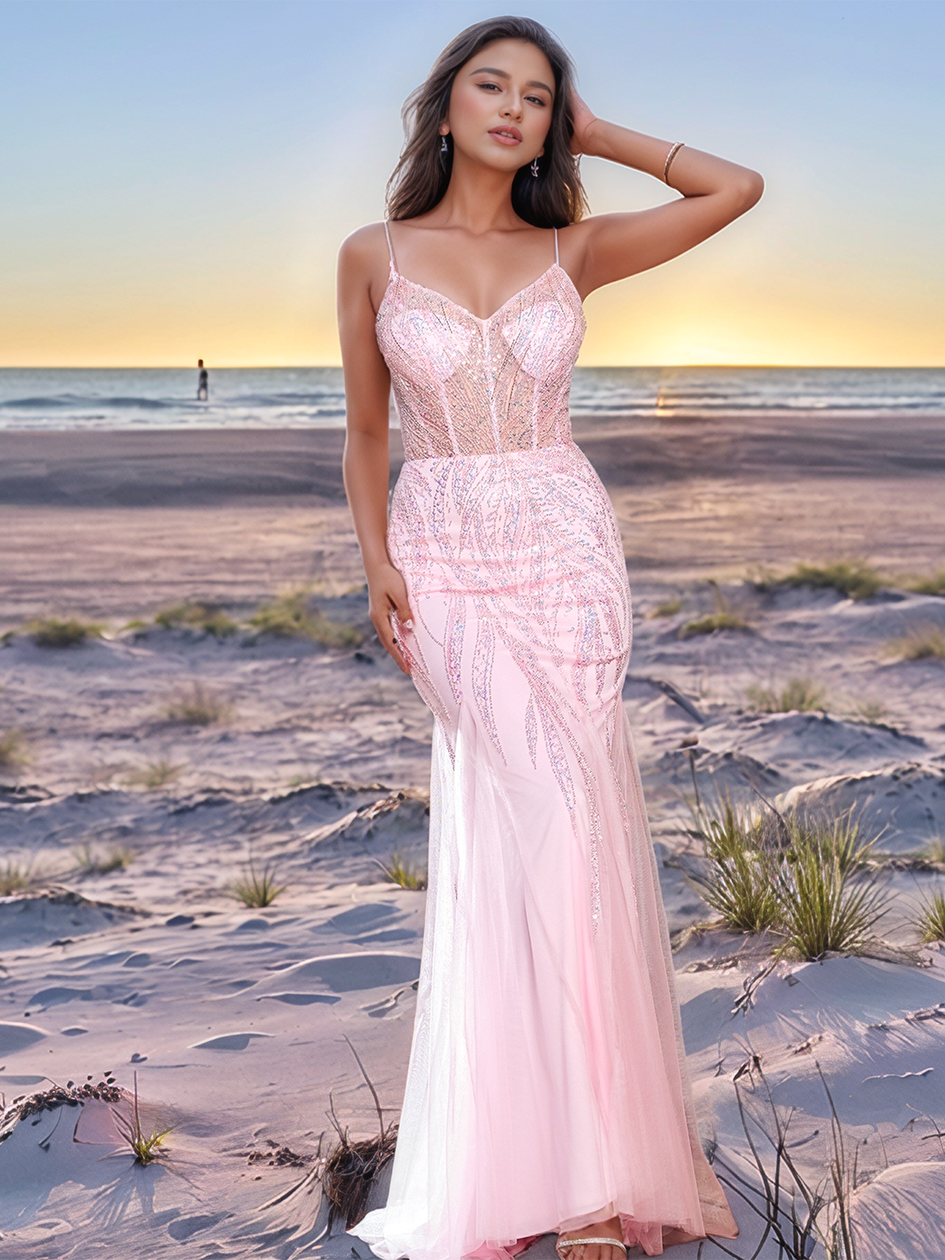Luxury Hand Beading Boned Dubai Mermaid Long Evening Dress