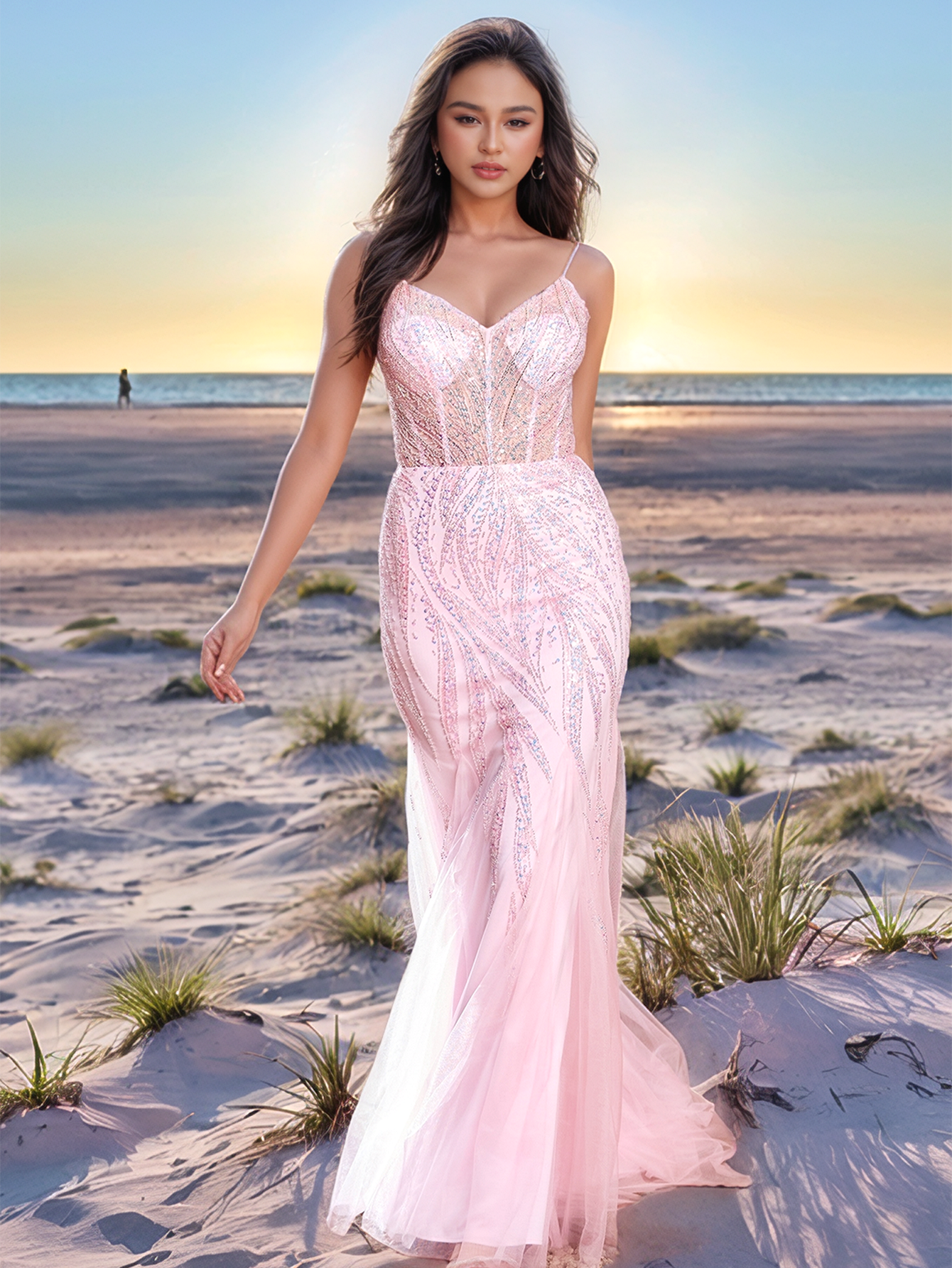 Luxury Hand Beading Boned Dubai Mermaid Long Evening Dress