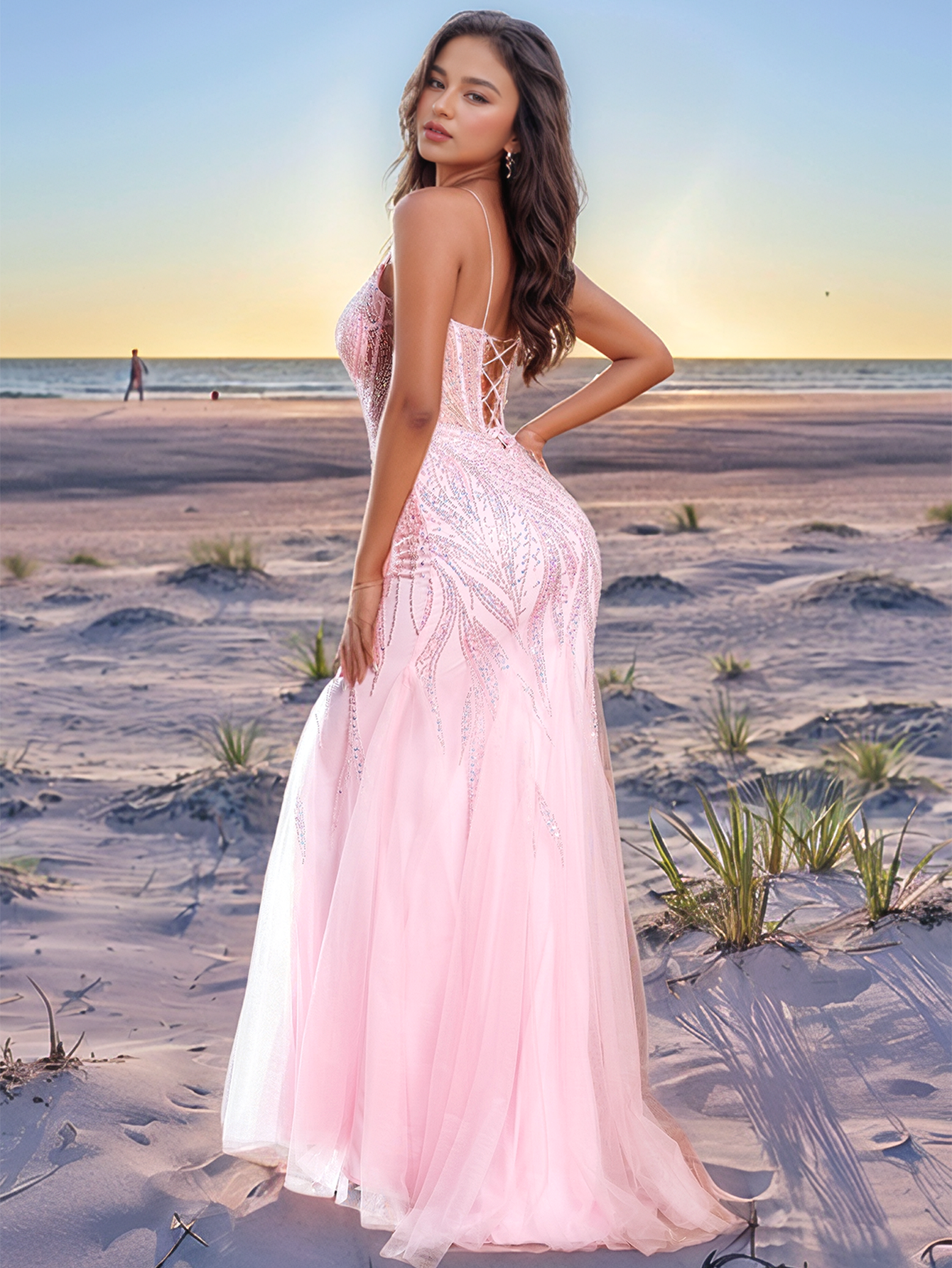 Luxury Hand Beading Boned Dubai Mermaid Long Evening Dress