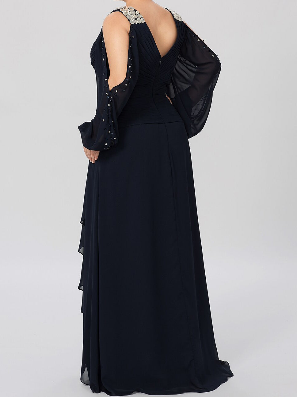 A-Linie/Princess-Linie V-Ausschnitt Brautmutterkleider mit Strass