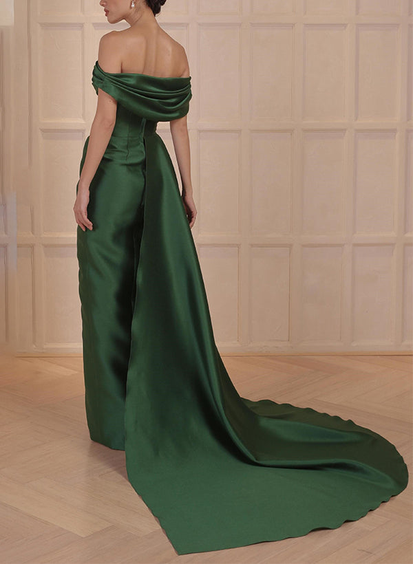 A-Linie/Princess-Linie Schulterfrei Satin Brautmutterkleider mit Schlitz an der Seite