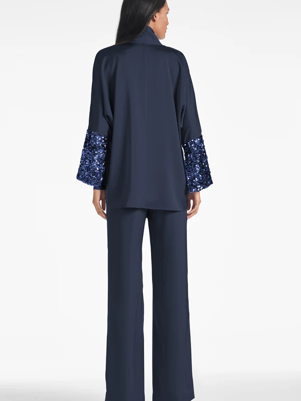 Langärmliger Hosenanzug für die Brautmutter mit Pailletten