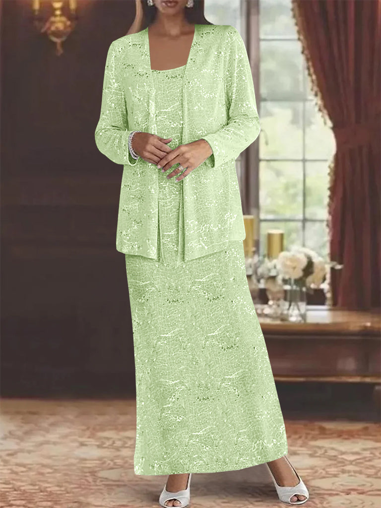Vestidos de gasa para madre de la novia con lentejuelas y chaqueta