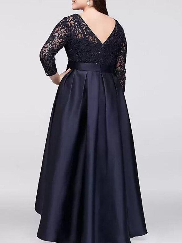 Vestidos de madre de la novia asimétricos de corte A/princesa con escote redondo