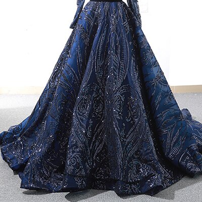 Muslim High Neck Wine Red Sparkle Wedding dress 2025 Long Sleeve Sequined Luxury A-Line Evening Gowns LA70530