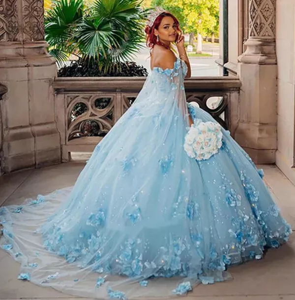 Pink Sweet 16 Dress,Pink Ball Gown With 3D Flowers,Pink Princess Dress Y2337