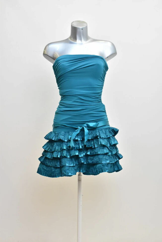 Schwarzes trägerloses Homecoming-Kleid, Schwarzes Partykleid, Cocktailkleid Y2360