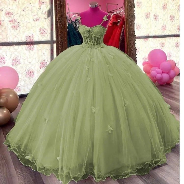 Glamouröses lila Tüll-Prinzessinnenkleid mit Schmetterlingen, Ballkleid, Sweet 16-Kleid Y5463