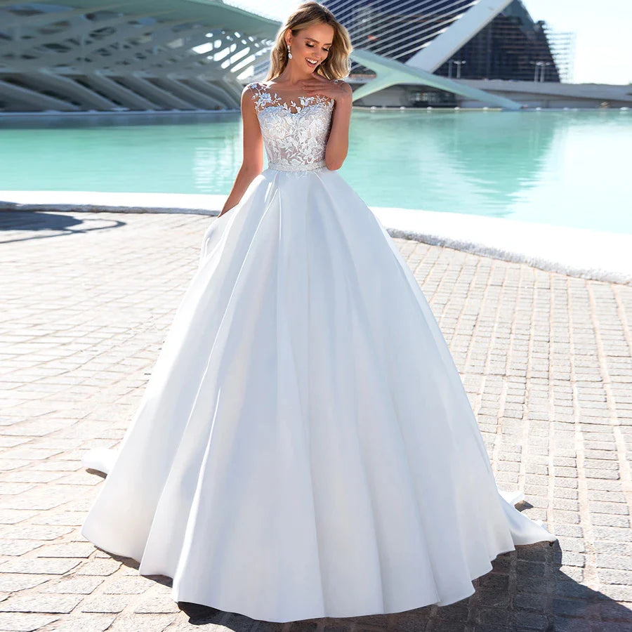 New Arrival White/Ivory Ball Gown Wedding Dress Robe De Mariee Cap Sleeve Beading Applique Wedding Dresses for Bride-payinti