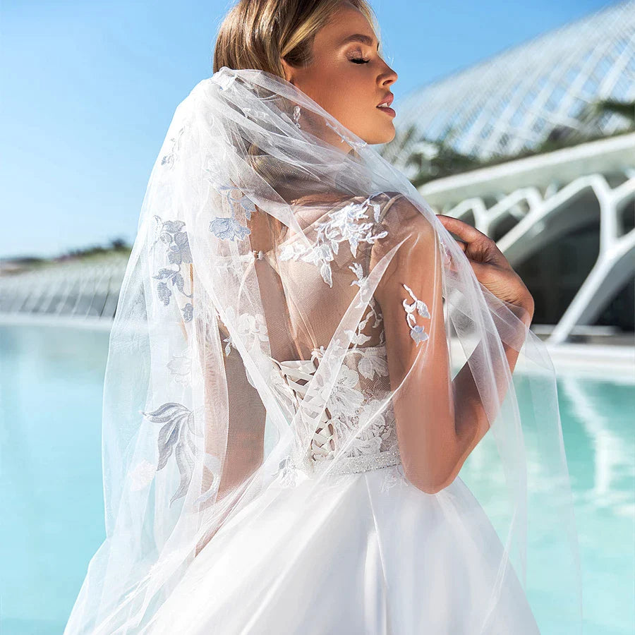 New Arrival White/Ivory Ball Gown Wedding Dress Robe De Mariee Cap Sleeve Beading Applique Wedding Dresses for Bride-payinti