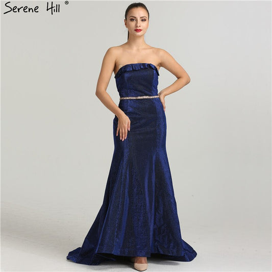 En oferta, sin devolución ni reembolso, vestido de noche sexy sin tirantes de diseñador, vestido largo de sirena a la moda, elegante vestido de noche, foto real LA6440