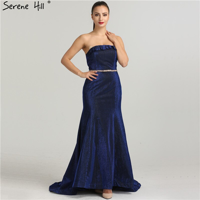 En oferta, sin devolución ni reembolso, vestido de noche sexy sin tirantes de diseñador, vestido largo de sirena a la moda, elegante vestido de noche, foto real LA6440