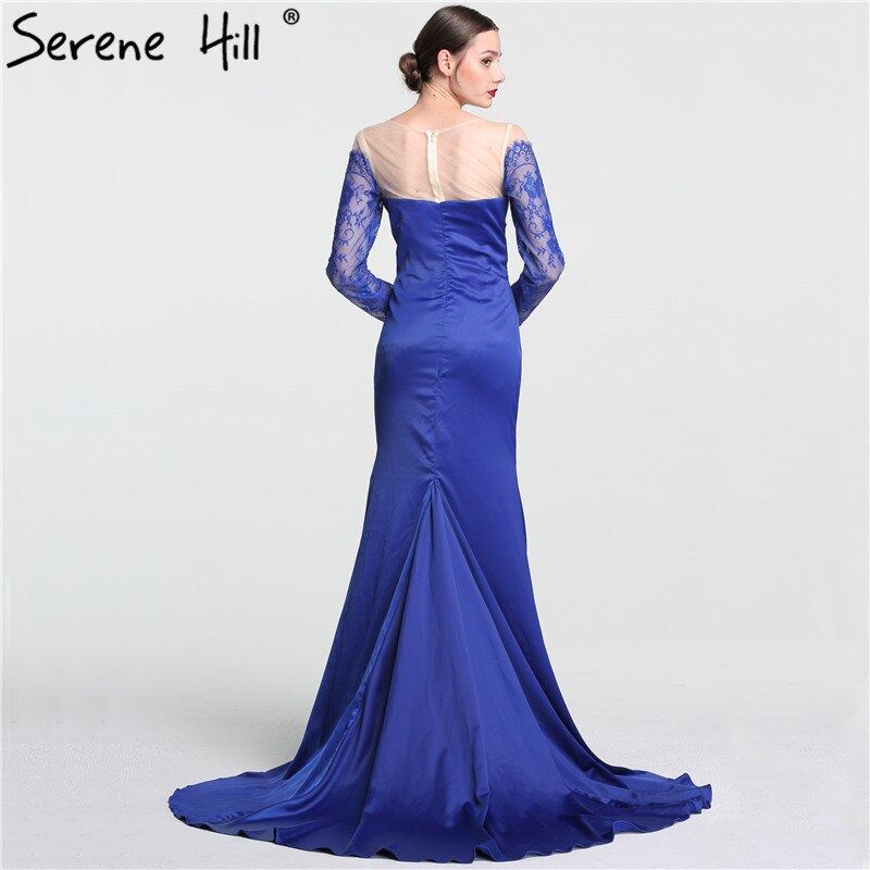 En oferta, sin devolución ni reembolso. Venta más reciente, vestido de noche de sirena sexy con flores de encaje, manga larga, sencillo y moderno, vestido de noche largo 2025 LA6146.