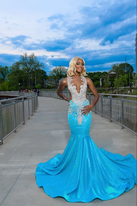 Luxuriöses ärmelloses Abendkleid im Meerjungfrauen-Stil Y6552