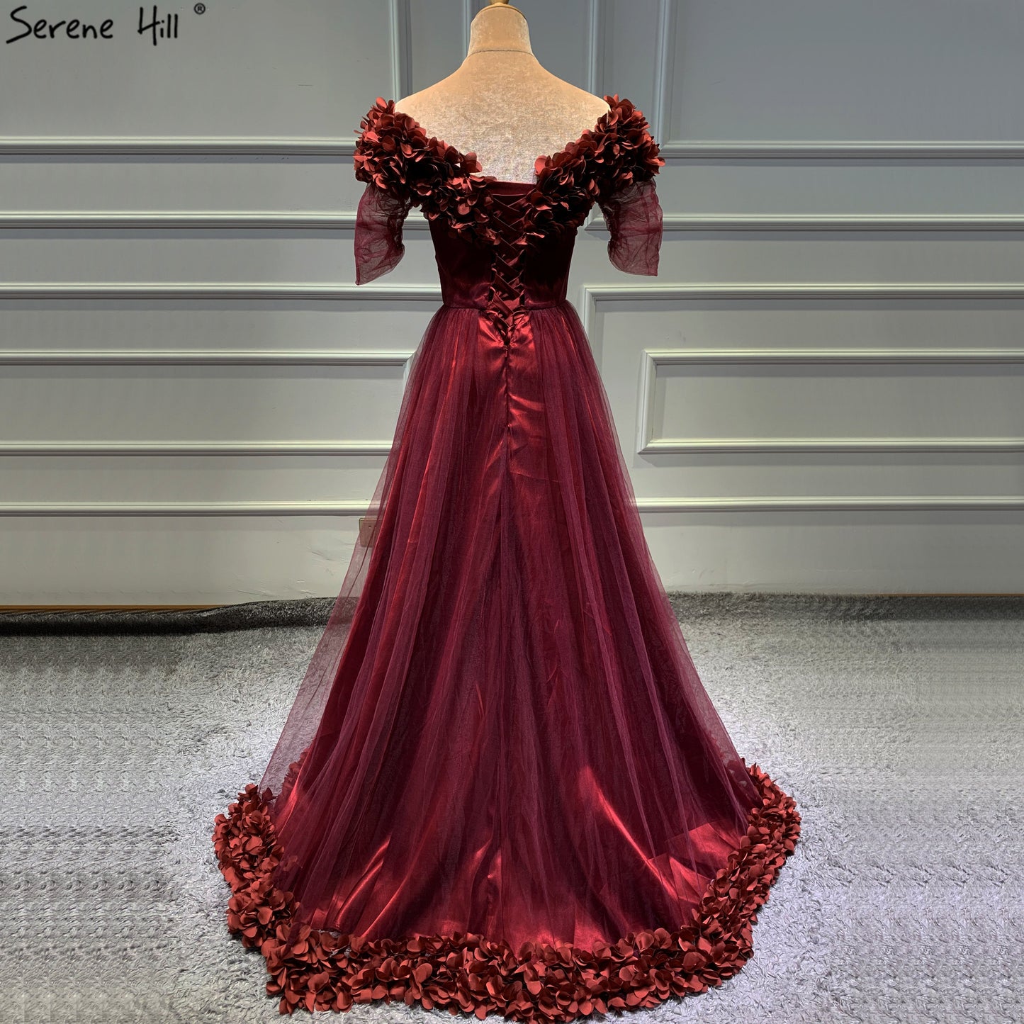 Vestido de noche de playa sexy y sencillo con hombros descubiertos, color rojo vino, 2025, mangas cortas, LA60762, vestido de noche para mujer
