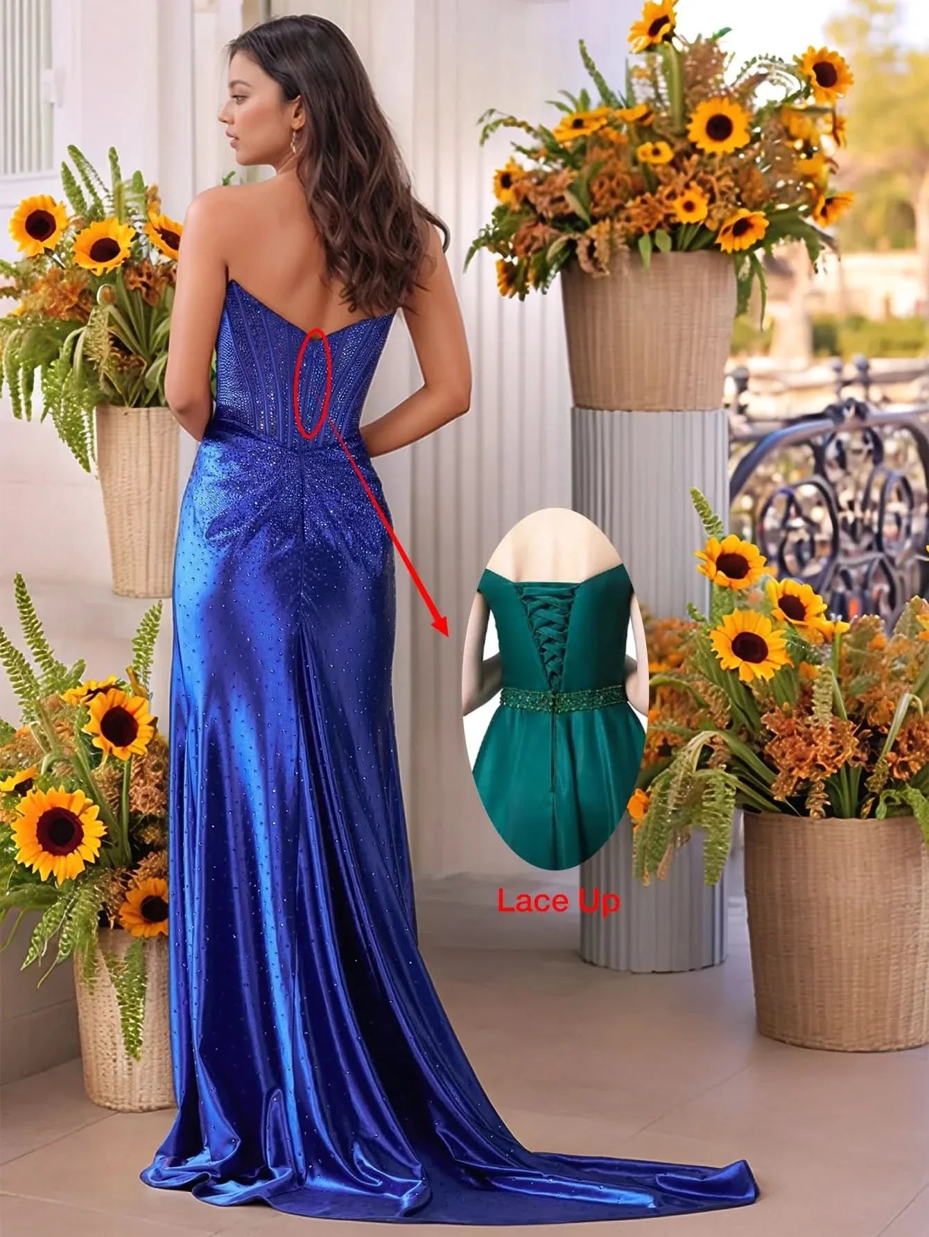 Luxury Hot Fix Boned Bodice Strapless Mermaid Evening Dress