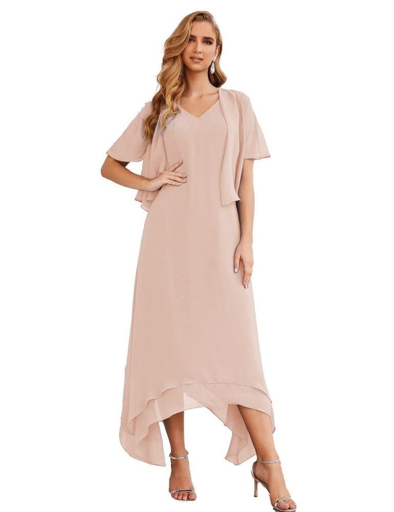 Sunnderly Chiffon Plus Size Mother of Bride Dresses with Jacket Formal Dresses for Wedding SY28073