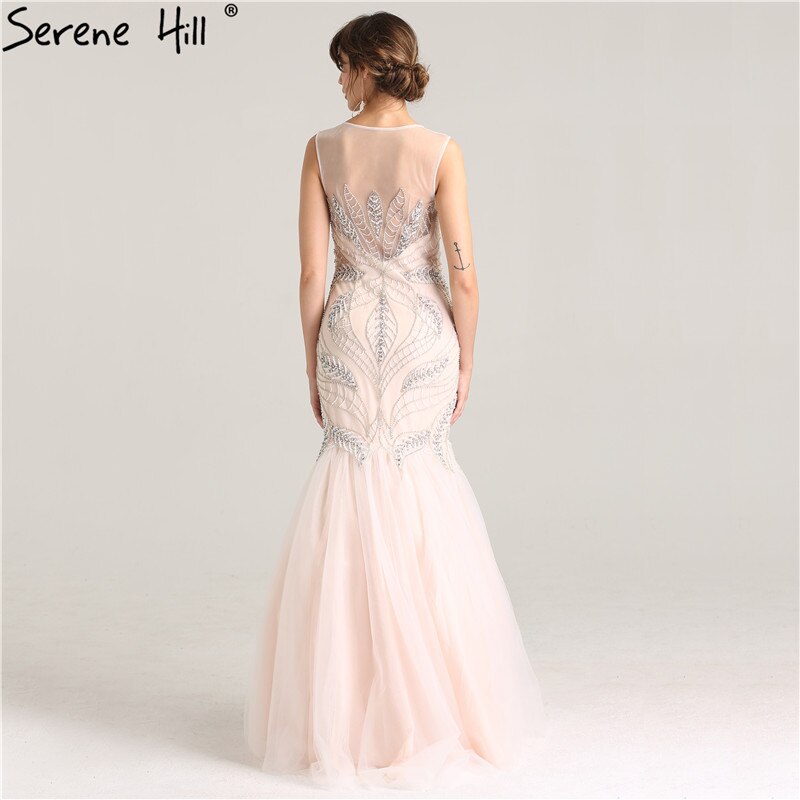 En oferta, sin devolución ni reembolso. Oferta, vestidos de noche rosas sexys, elegantes, sin mangas, largos, sirena, perlas, cristales, vestidos de noche de moda 2025, foto real LA6224