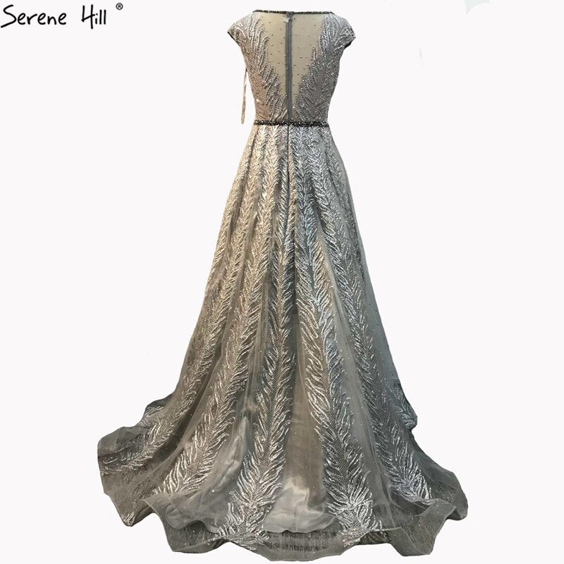 Pink V-Neck Evening Dresses Long 2025 Lace Beading Crystal Sleeveless A-Line Evening Gowns LA70225