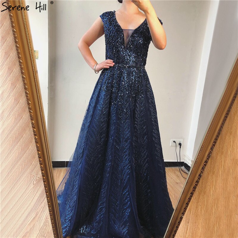 Pink V-Neck Evening Dresses Long 2025 Lace Beading Crystal Sleeveless A-Line Evening Gowns LA70225