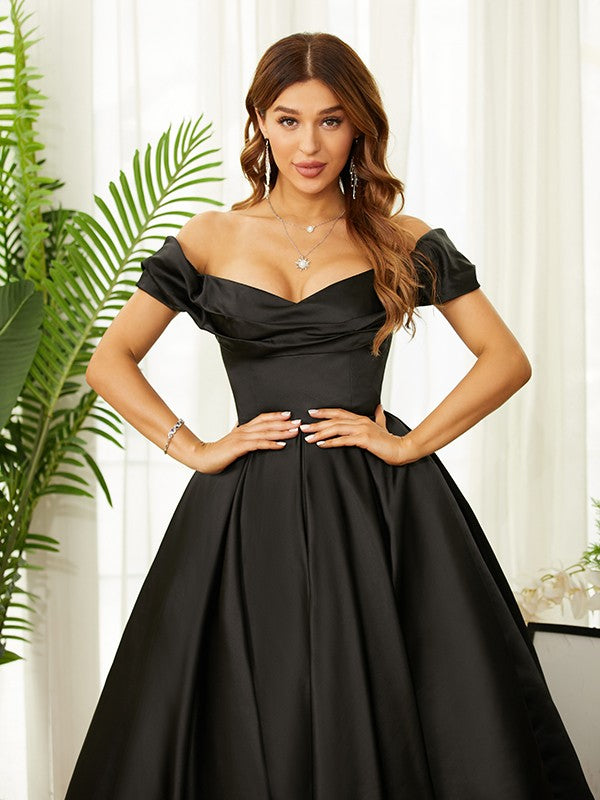 Homecoming Dresses Off the Shoulder Tea-Length Dresses SYH61