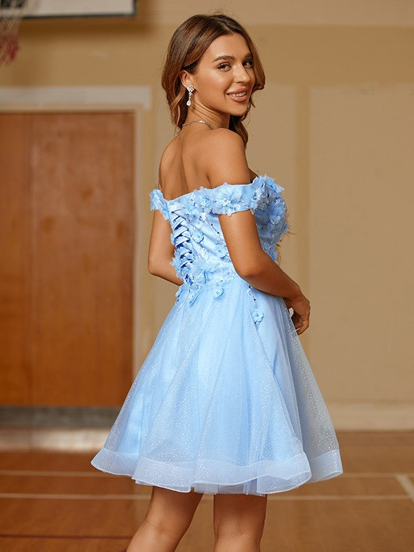 Tulle Applique Off-the-Shoulder Short/Mini Dresses SYH59