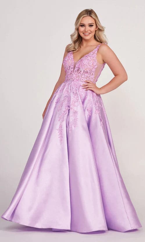Lila Ballkleid mit 3D-Schmetterlingen SYP58
