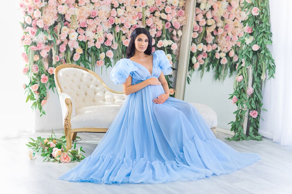 Blaue bauschige Tüll Umstandskleider für Fotoshooting SY002