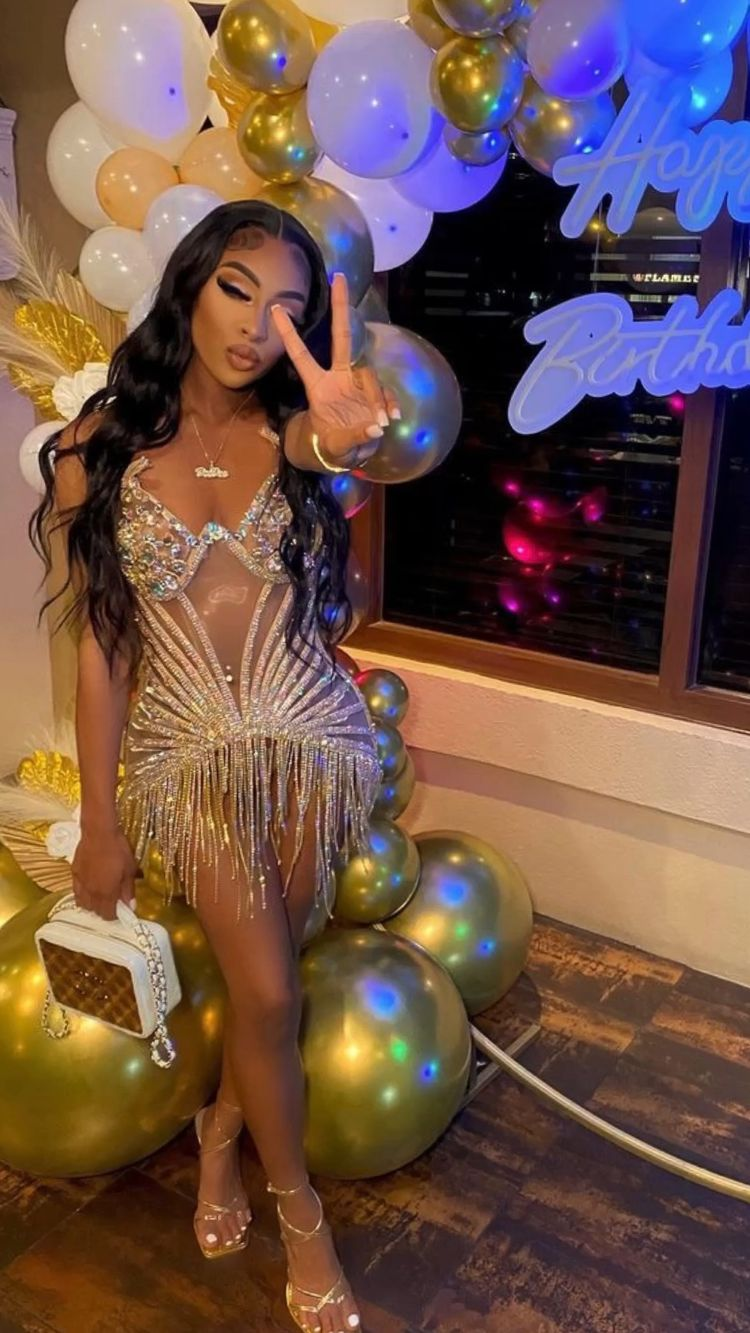 Sparkly 22nd Birthday Party Dress Sexy Homecoming Dress with Tassel Y2 – Sunnderly