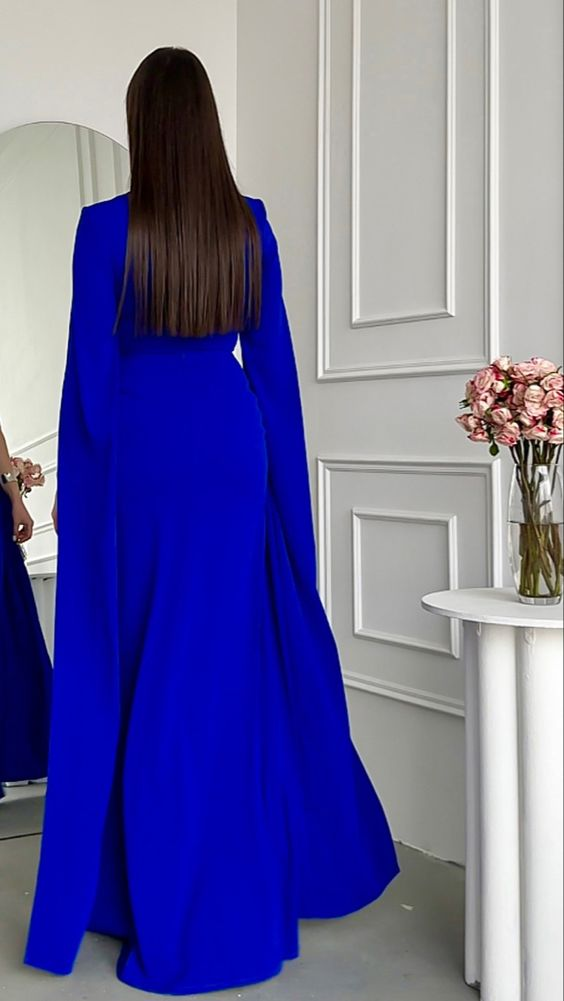Damen Party Abendkleid Royalblau Langes Abendkleid Y4646