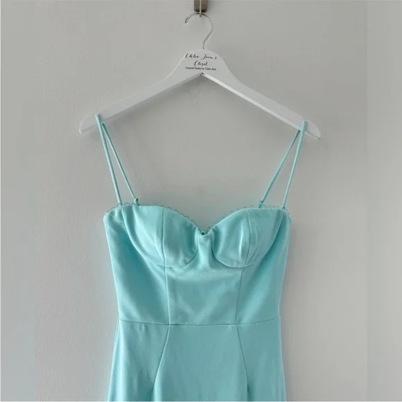 Elegantes blaues Satin Spaghettiträger Ballkleid Abendkleid Y8232