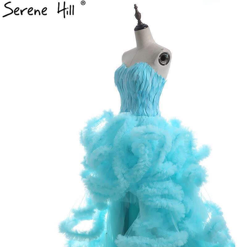 Imagen real, vestido de novia de lujo con cola larga y plumas, alto y bajo, esponjoso, 2025, HA2032