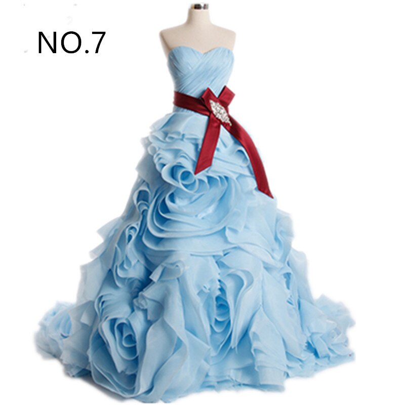 Foto real 2025 Diseño de marca Robe De Mariage Vestido de novia con volantes y cuentas de cristal Borgoña Vestido de novia HM6681