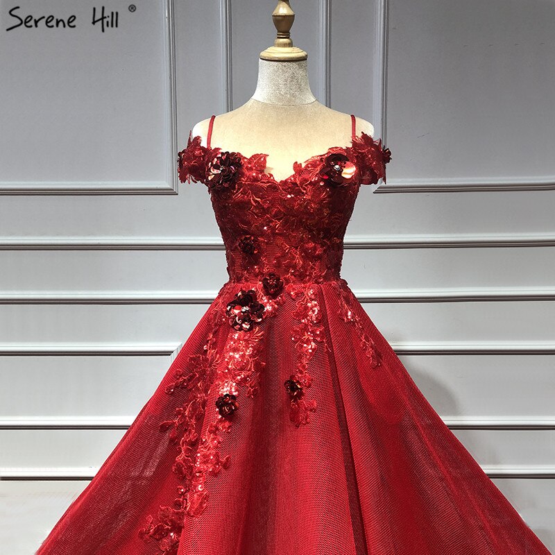 On Sale No Return No Refund Sale Red Luxury Sequined Beading Sexy Evening Dresses 2025 Dubai Latest Off Shoulder Evening Gowns For Women LA60792