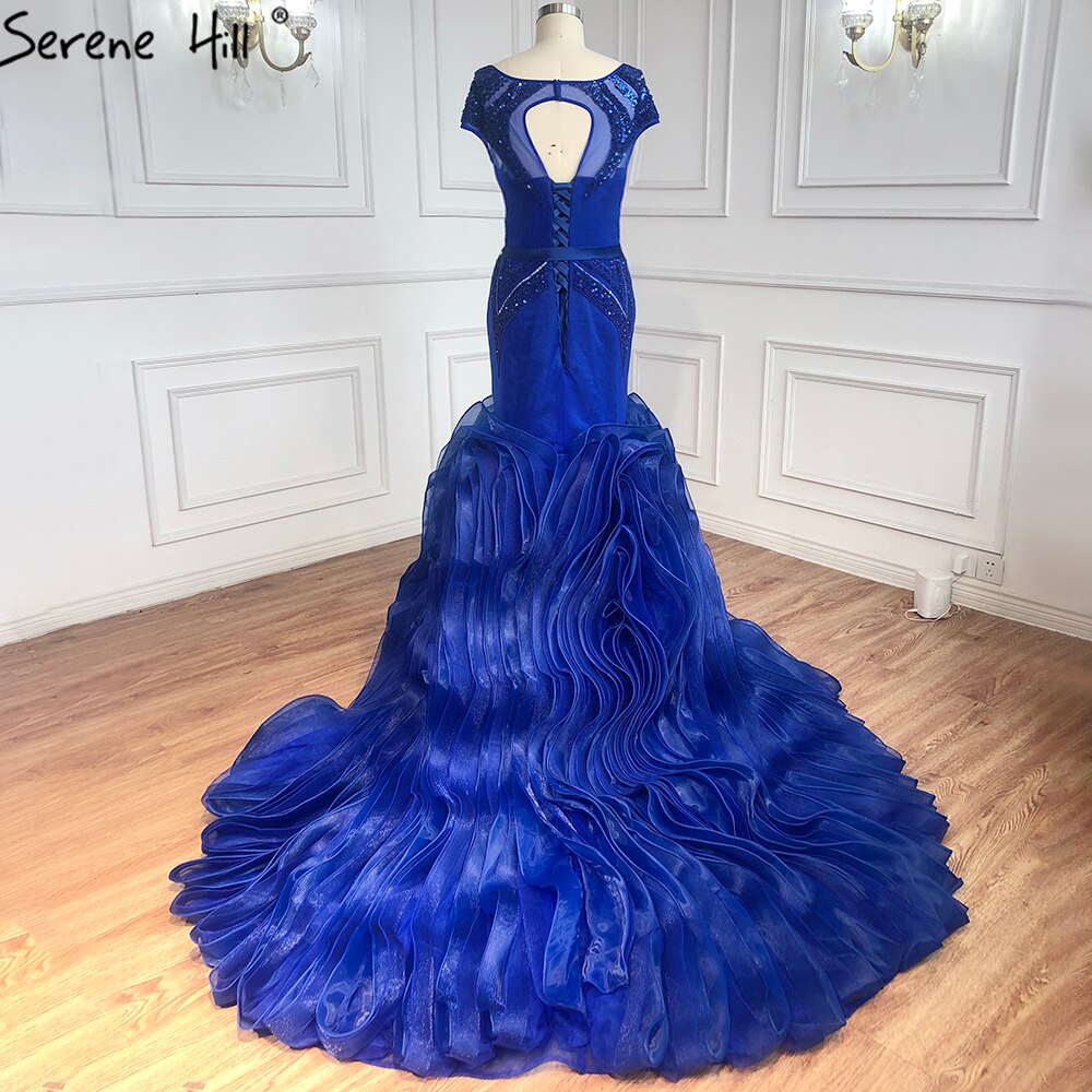 Vestidos de novia sexys con escote redondo y diseño de sirena roja, sin mangas, con lentejuelas y cuentas, HM66926