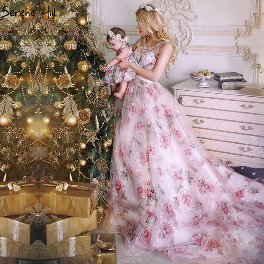 Vestido de novia sexy de moda con estampado de flores románticas, sin mangas, con fotografía de tema, vestido de novia de tul 2025, HS26405