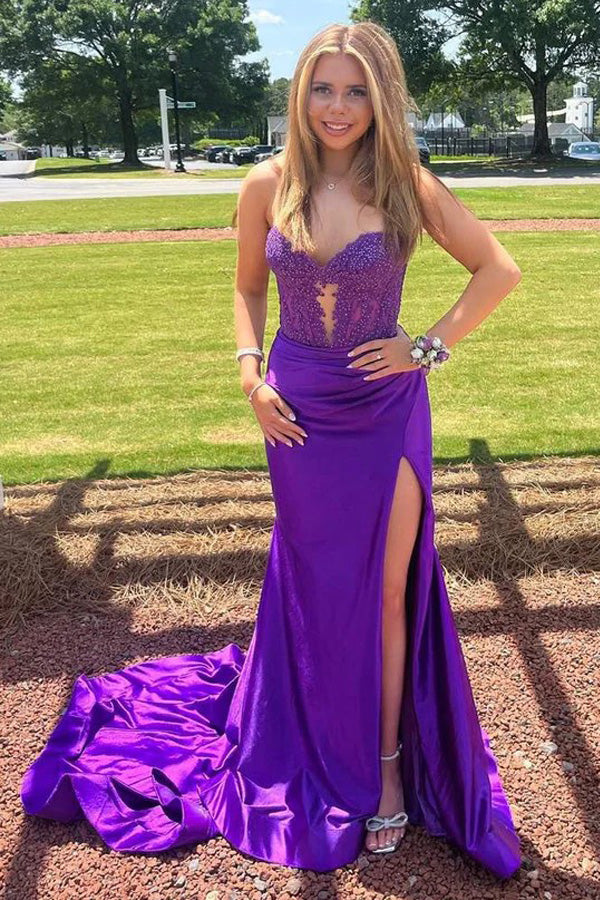 Königsblaues trägerloses Meerjungfrau-Abschlussballkleid Abendkleid PSK509