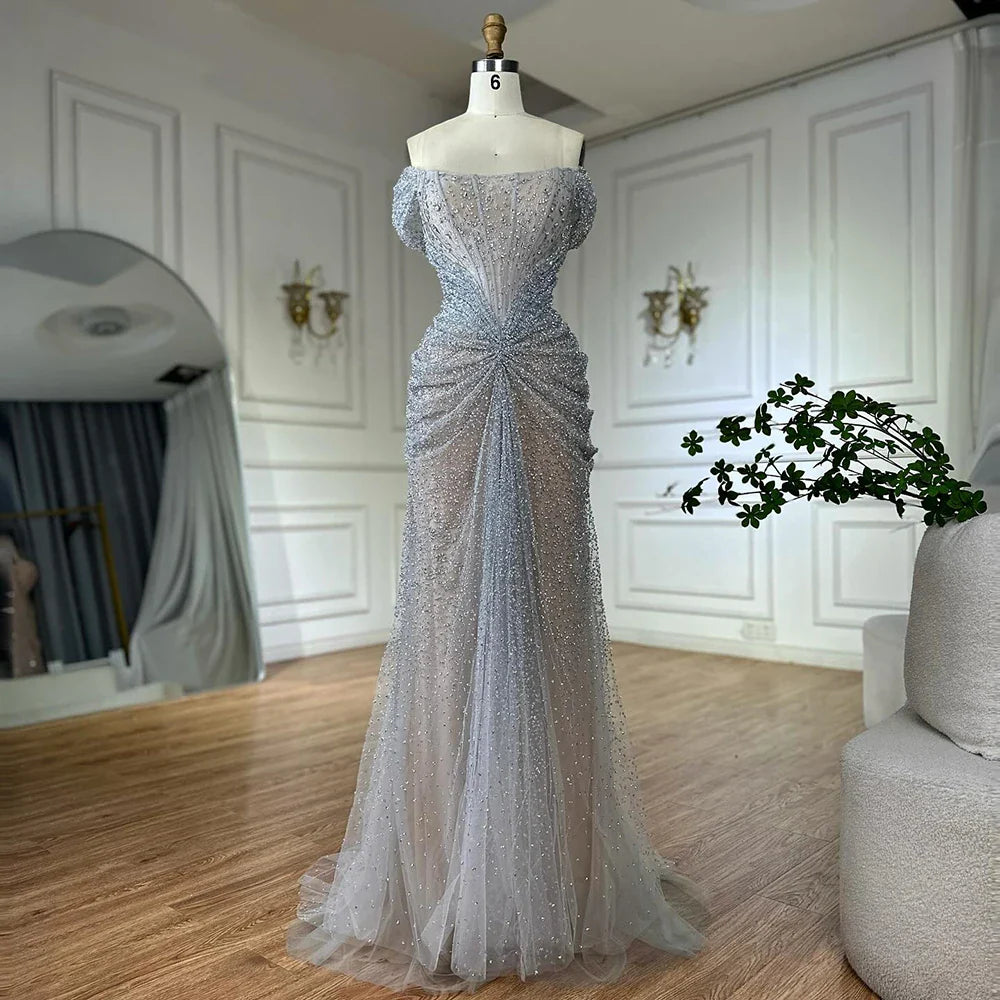 Luxus Designer Perlen Meerjungfrau Abendkleider Elegante Formale Kleid LA72905