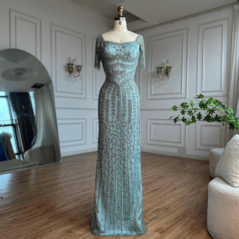 Rosa Elegantes Meerjungfrau Abendkleid mit Perlen LA72787