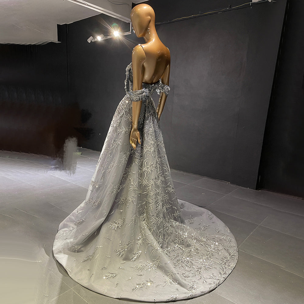 Zilver Luxe Sweetreart Avond Jurken 2025 Kralen A-line Sexy Für Frauen Party LA71539